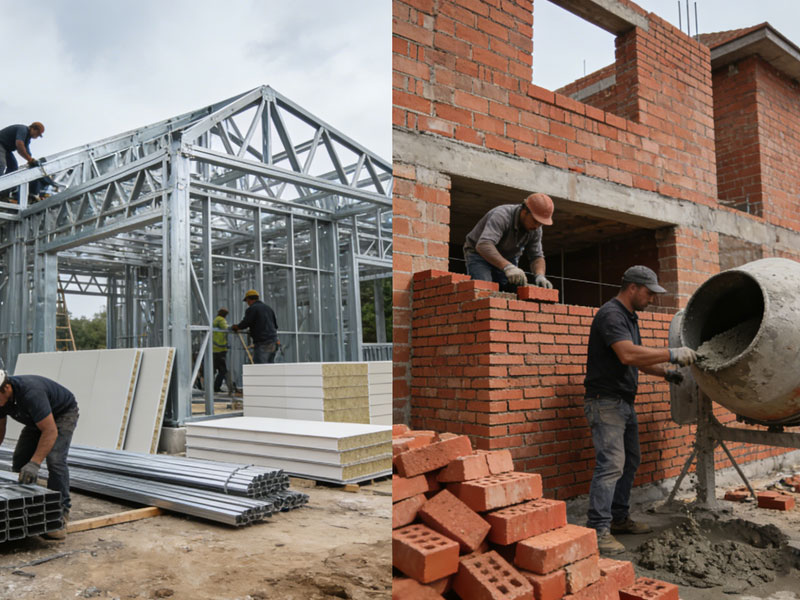 轻钢别墅vs红砖房，10个维度全面对比(图1)