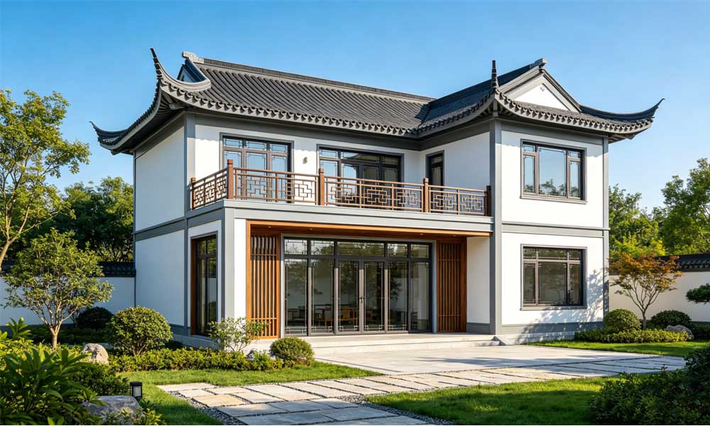 汉良中式轻钢别墅，传承东方建筑之美(图1)